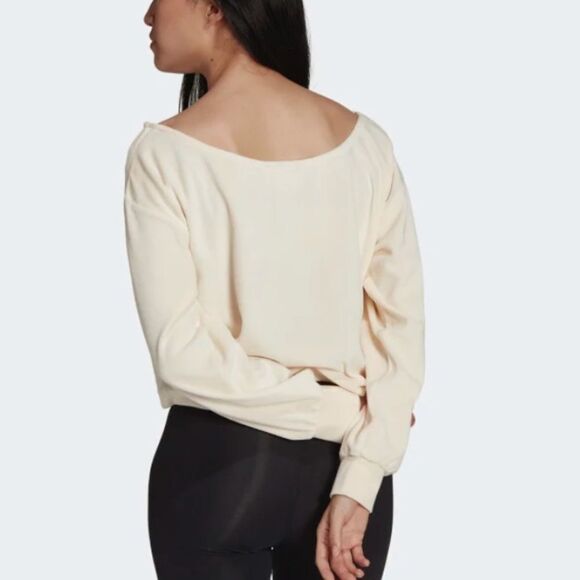 Adidas VELOUR SWEATER BLAMER S NWT CREAM - Picture 3 of 11
